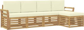 vidaXL Conjunto De Sof&aacute;s De Exterior 5 Uds. Blanco Y Crema Poli&eacute;ster Vidaxl