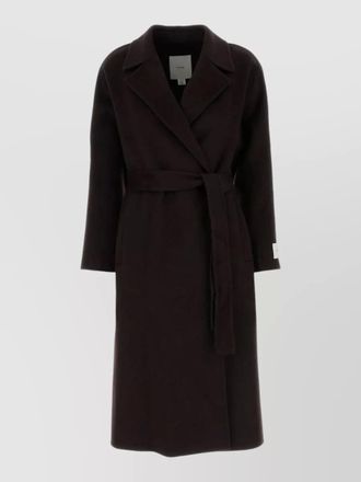 Calvin Klein wool blend coat belted waist lapel collar
