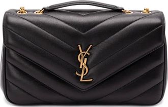 Saint Laurent Medium Loulou Matelass&eacute; lamsleren tas - Zwart