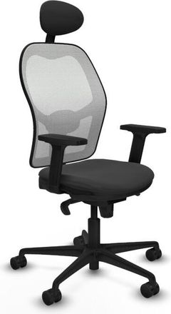 Piqueras y Crespo Piqueras Y Crespo - Jorquera Sincro Malla Blanca Similpiel Gris Oscuro Brazos 2d Base Nailon Cabecero Fijo Ruedas 65mm Nailon