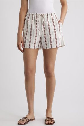 Cloth & Stone Shell Print Drawstring Shorts in Seashell Stripe at Nordstrom, Size X-Large