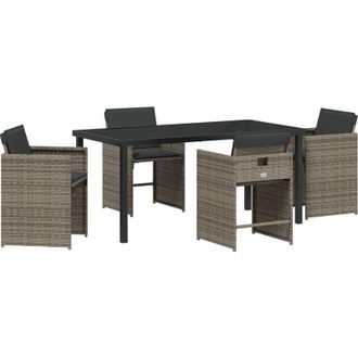 vidaXL Vidaxl - Conjunto De Comedor De Jard&iacute;n Con Coj&iacute;n 5 Pcs Gris Polirat&aacute;n