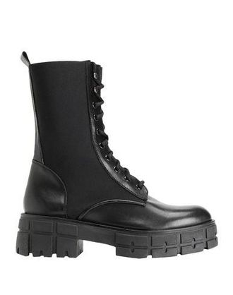 8 by YOOX LEATHER-NYLON COMBAT ANKLE BOOTS