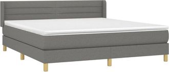 vidaXL Vidaxl - Cama Box Spring Con Colch&oacute;n Tela Gris Oscuro 180x200 Cm