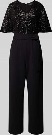 s.Oliver Black Label Taillierter Jumpsuit mit Paillettenbesatz in Black, Größe 34