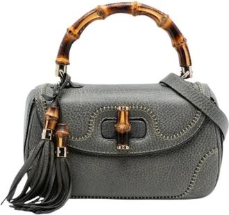 Gucci Pre-owned Mini Bags, female, Gray, Size: ONE SIZE Pre-owned Vintage Bamboo Satchel