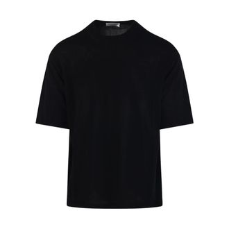 Roberto Collina Round-neck Knitwear, male, Black, Size: M Round Neck Comfy Sweater