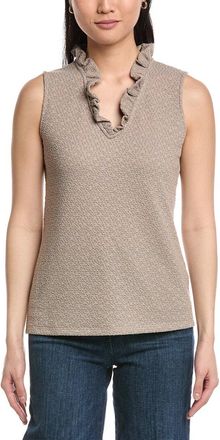 Anne Klein Smocked Knit Ruffle Top