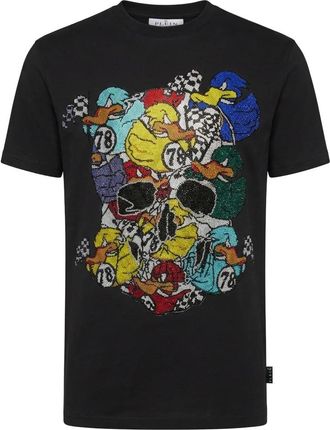 Philipp Plein T-shirt Ronde Hals Ss Duck - Heren - T-shirts - Zwart - L - Katoen - Tops