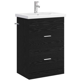 vidaXL Juego De Muebles De Ba&ntilde;o Roble Negro 61 X 40 X 84,5 Cm Vidaxl