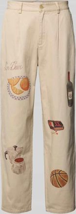 Les Deux Stoffhose mit Motiv-Prints Modell Romeo in Offwhite, Größe 30/32