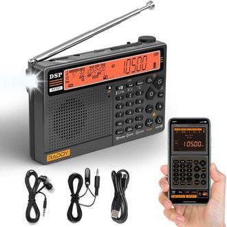 OEM Rf757 App Control Radio De Onda Corta, Radio Port&aacute;til Con Recepci&oacute;n Am/fm/sw/vhf/uhf/cb/air, Bater&iacute;a De 2500 Mah, 1000 Presinton&iacute;as, Auriculares, Ante