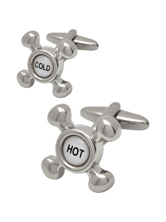 Lindenmann Manschettenknöpfe in Wasserhahn-Drehgriff-Form in Silber, Größe 1