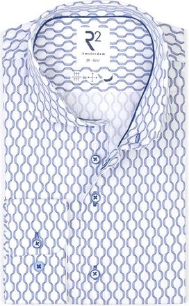 R2 Amsterdam Stijlvolle Shirt voor Mannen - Heren - Zakelijke Overhemden - Blauw - 4XL - Overhemden