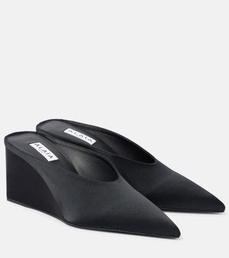 Alaia Alaïa Cube 75 satin wedge mules
