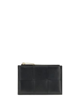 Bottega Veneta Womens Card Holder Lambskin Black-Gold Wallets & Purses Black/gold