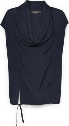 Elena Miro Blouse met gedrapeerde halslijn en trekkoord - Dames - Blouses - Blauw - 4XL - Overhemden