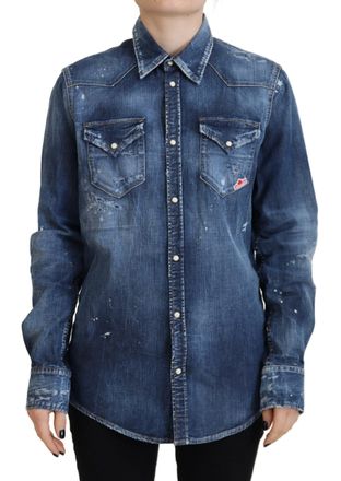 Dsquared2 Dsquared&sup2; Washed Cotton Button Down Collared Womens Shirt (Pre-Owned)