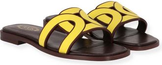 Tod's Womens Brown Leather Chain-Link Slide Sandals, Size 7