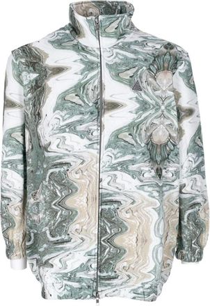 HUF Swirl Oversized High Neck Sweatshirt - Dames - Vesten met rits - Groen - M - Katoen - Hoodies & sweatvesten