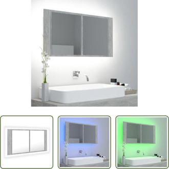 vidaXL Specchio con luce LED - Armadietto a Specchio con Luci LED Grigio Cemento in Acrilico