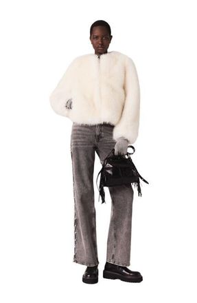 Maje Beaded wide-leg jeans in Grey at Nordstrom, Size 42 Eu