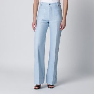 Victoria Beckham Sky Blue Cotton Alina Trousers