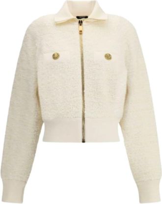 Balmain Tweed Bomber Jacket - Dames - Vesten - Wit - S - Tweed - Truien & Vesten