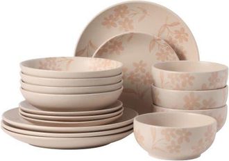 Gibson Home Admiral Hall 16-Piece Floral Stoneware Dinnerware Set in Pink at Nordstrom