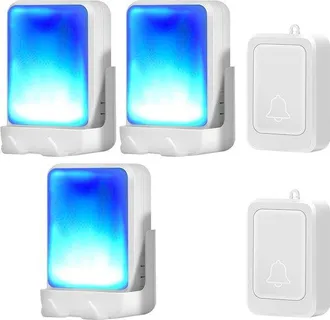 OEM Timbre Inal&aacute;mbrico, Timbre Inal&aacute;mbrico, Timbres, 2 Transmisores Y 3 Receptores, Con 7 Colores De Luz Brillantes Y 4 Niveles De Volumen
