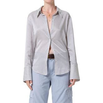 Citizens Of Humanity Camilia Cotton & Silk Button-Up Shirt in Mirada Stripe at Nordstrom, Size X-Large