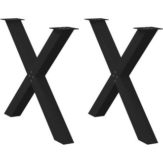 vidaXL Patas Para Mesa De Comedor En Forma De X (2 Unidades), Color Negro, 90 X (72-73) Cm, Acero Vidaxl