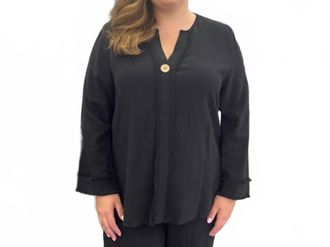 Multiples V-Neck Pullover Top In Black