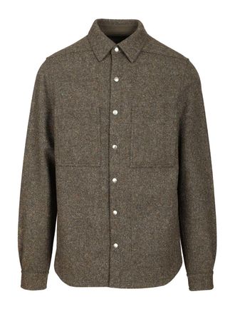 Rick Owens Wool Overshirt Giacche Verde-Uomo