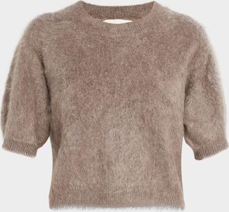 Lisa Yang Juniper Brushed Cashmere Short-Sleeve Sweater