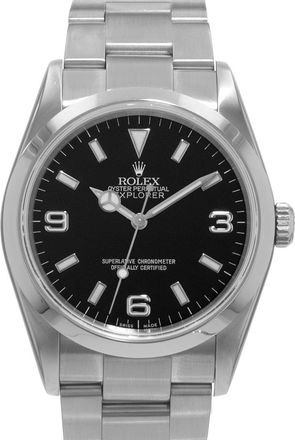 Rolex Pre-owned Rolex Explorer 36 Automatic Chronometer Black Dial Mens Watch 114270 BKSO