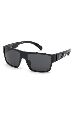 adidas 57mm Rectangular Sunglasses in Sblk/smk at Nordstrom