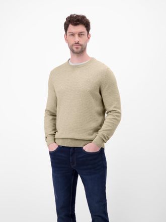 Lerros Strickpullover LERROS Herren Strickpullover in Twist-Struktur, Herren, Gr. XXL, tender beige melange, 100% Baumwolle, Rundhals, Pullover Strickpullove