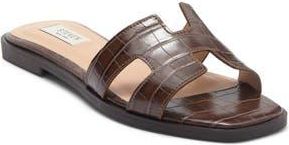 Steven New York Harlien Slide Sandal in Brown Crocodile at Nordstrom Rack, Size 6.5