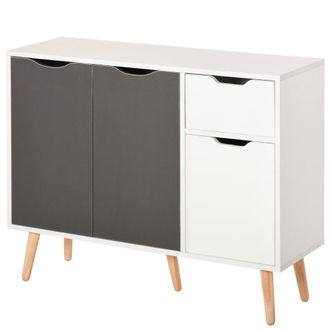 HOMCOM Aparador 90x30x72 cm blanco y gris