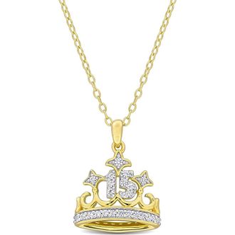 Delmar Created White Sapphire 15 Crown Quincea&ntilde;era Pendant Necklace in Gold at Nordstrom Rack