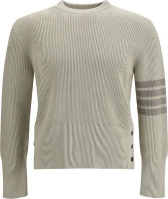 Thom Browne Mens Sweater 4-Bar Beige Cotton