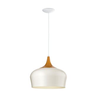 Loops Pendant Ceiling Light Colour Cream & Oak Coloured Steel Bulb E27 1x60W in Metallics