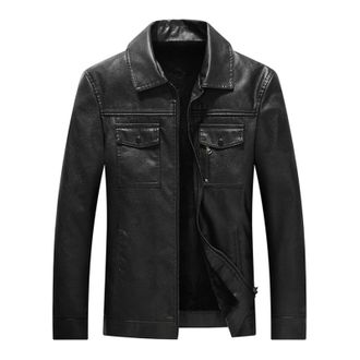 Generic Mens Casual Leather Jacket Soft Touch Sheepskin Biker Motorcycle Style Leather Coat Biker Jacket Men Men Waterproof Bomber Jackets Uk Comfortable soft