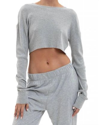 &Eacute;terne Long Sleeve Cropped Rib T-Shirt In Heather Grey