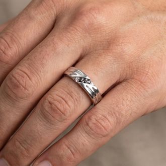 Pompeii3 Black Diamond Mens Wedding Band Ring 14k White Gold Size Selectable