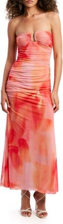 Bardot Stephanie Strapless Dress in Pink Floral at Nordstrom, Size 12