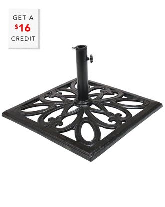 Sunnydaze Cast Iron Heavy Duty Imperial Black Geometric Umbrella Base With $16 Credit