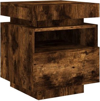 vidaXL Vidaxl - Mesita de noche con luces led roble ahumado 40x39x48,5 cm