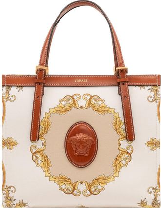 Versace White Riviere Printed Large Tote